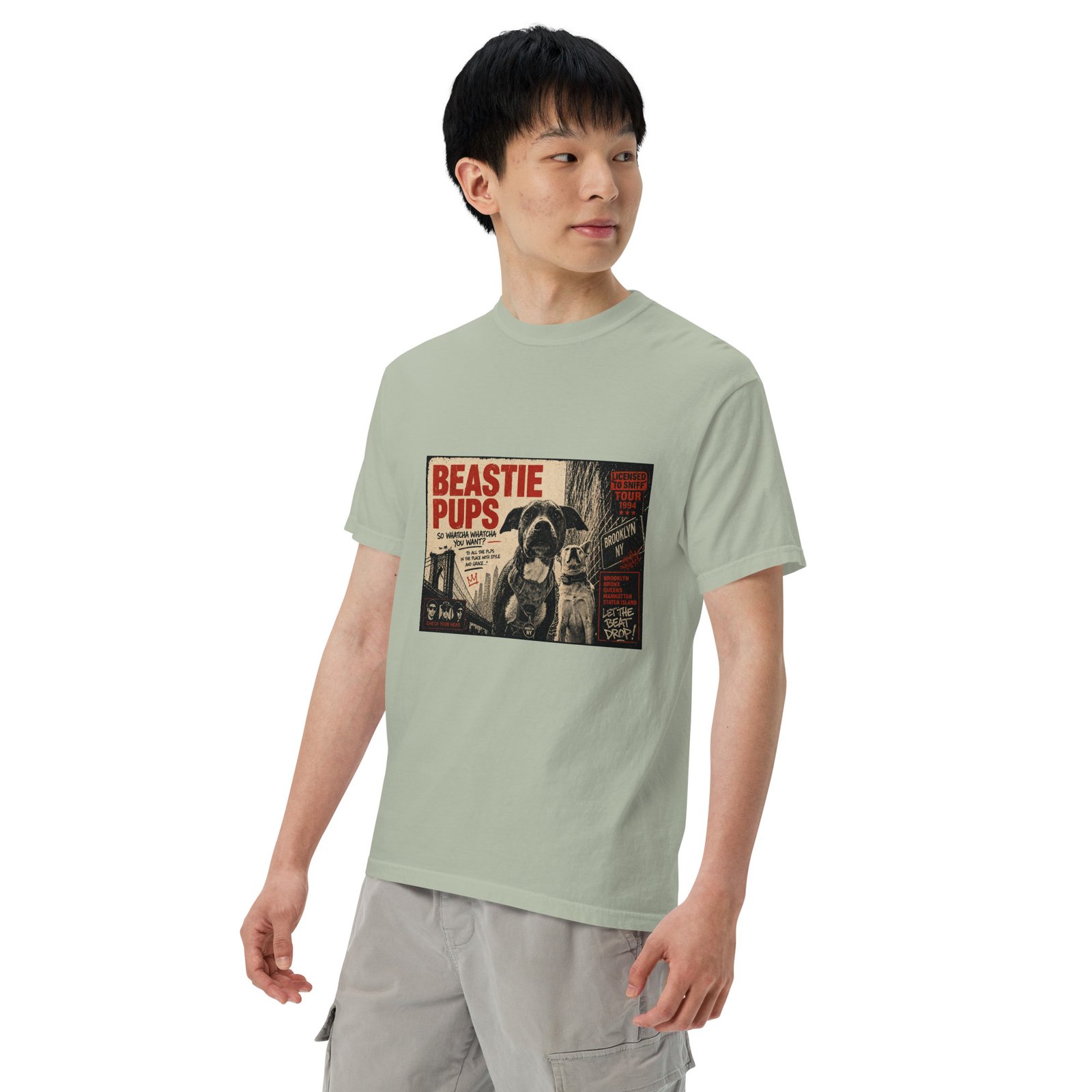 Beastie Pups “Licensed to Sniff” Tour ’94 – Front & Back Organic Oversized High Neck T-Shirt - Image 78