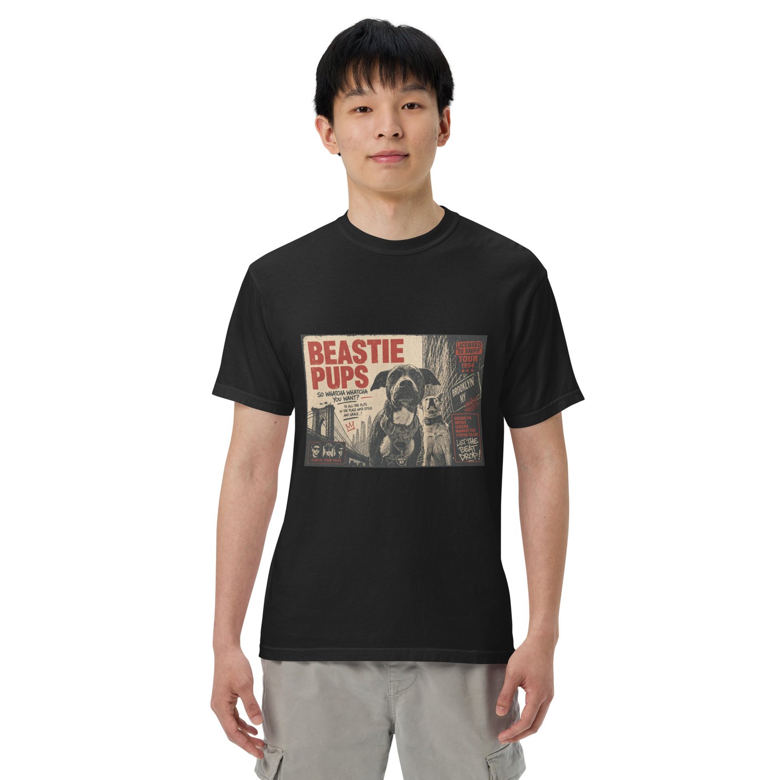 Beastie Pups “Licensed to Sniff” Tour ’94 – Front & Back Organic Oversized High Neck T-Shirt