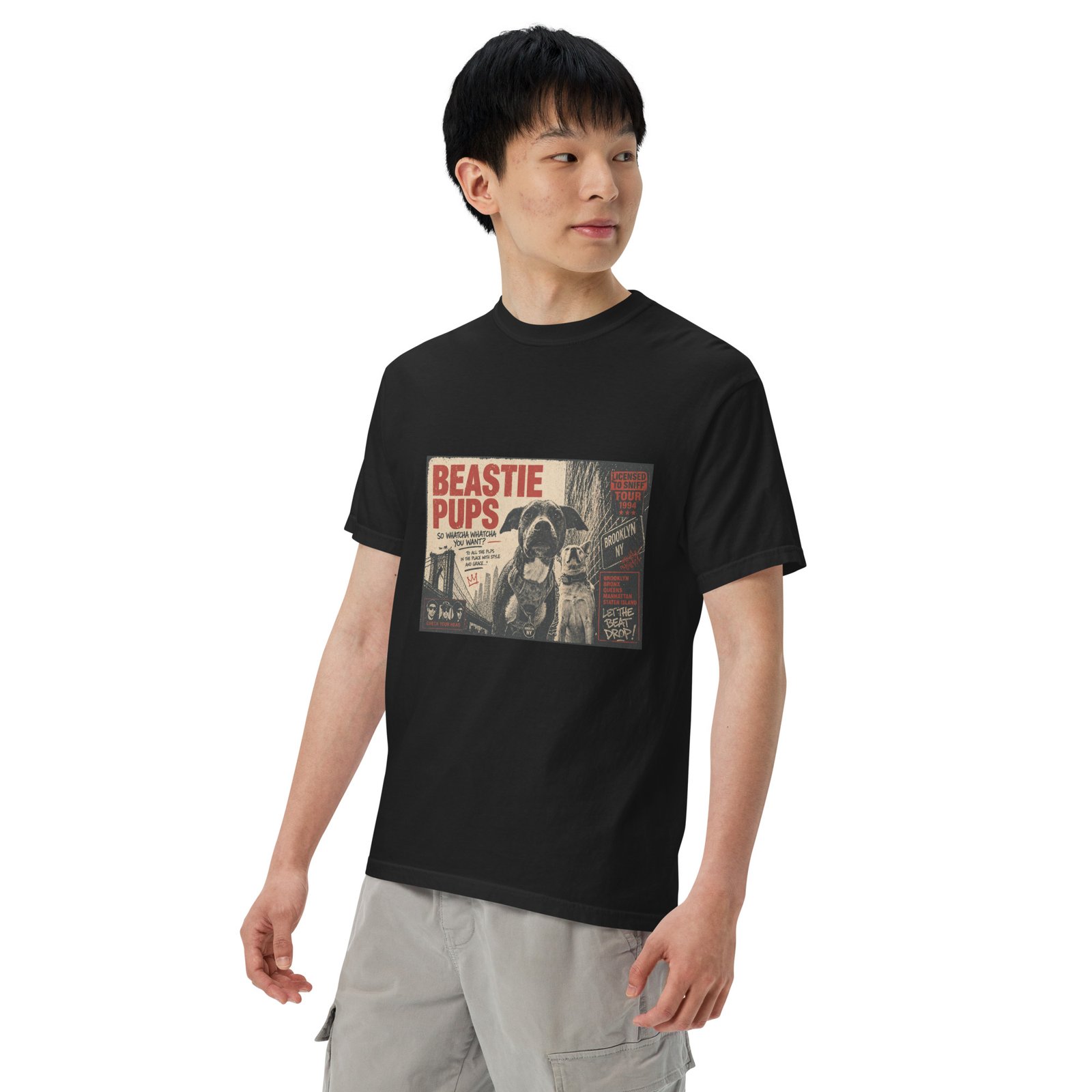 Beastie Pups “Licensed to Sniff” Tour ’94 – Front & Back Organic Oversized High Neck T-Shirt - Image 15