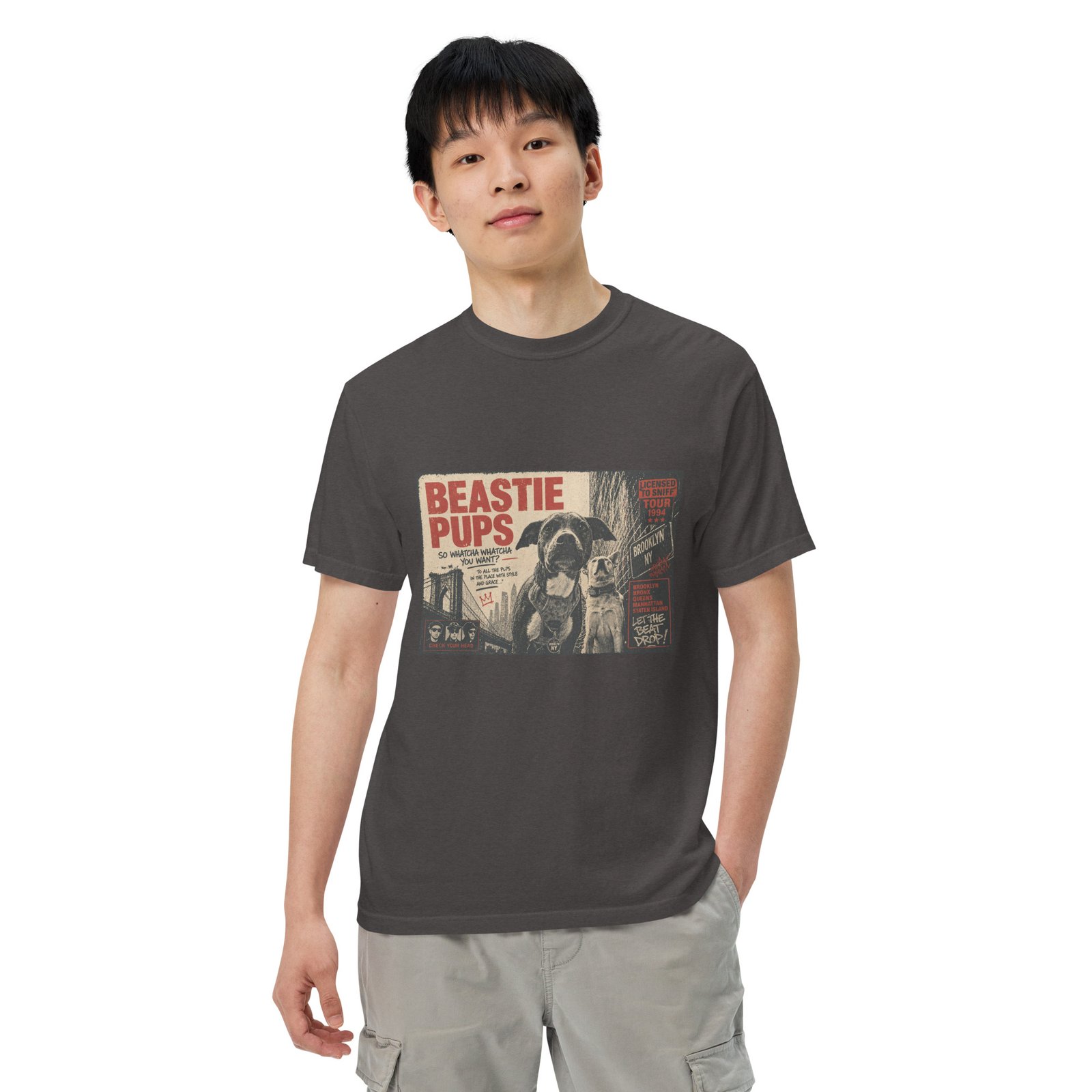 Beastie Pups “Licensed to Sniff” Tour ’94 – Front & Back Organic Oversized High Neck T-Shirt - Image 28