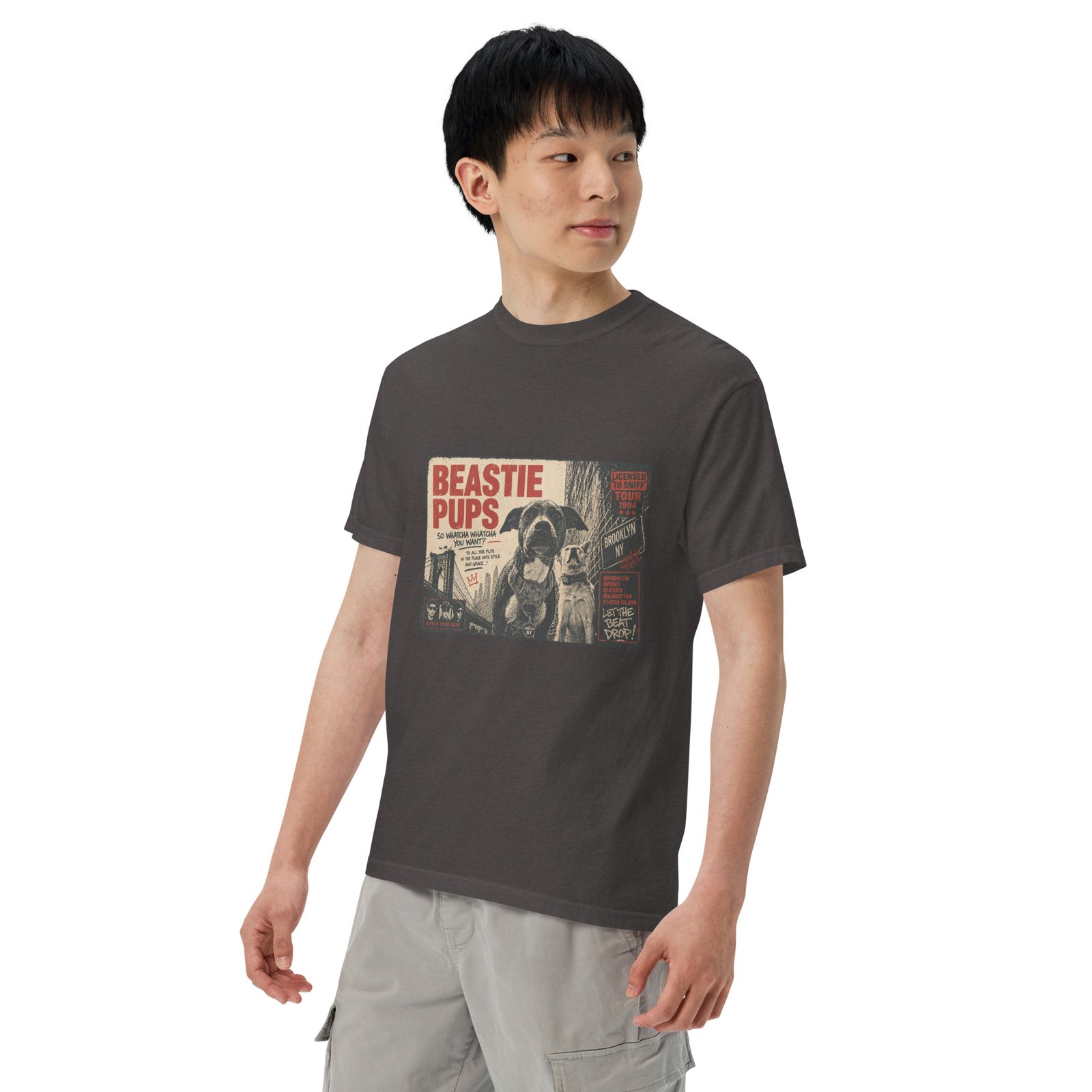Beastie Pups “Licensed to Sniff” Tour ’94 – Front & Back Organic Oversized High Neck T-Shirt - Image 30