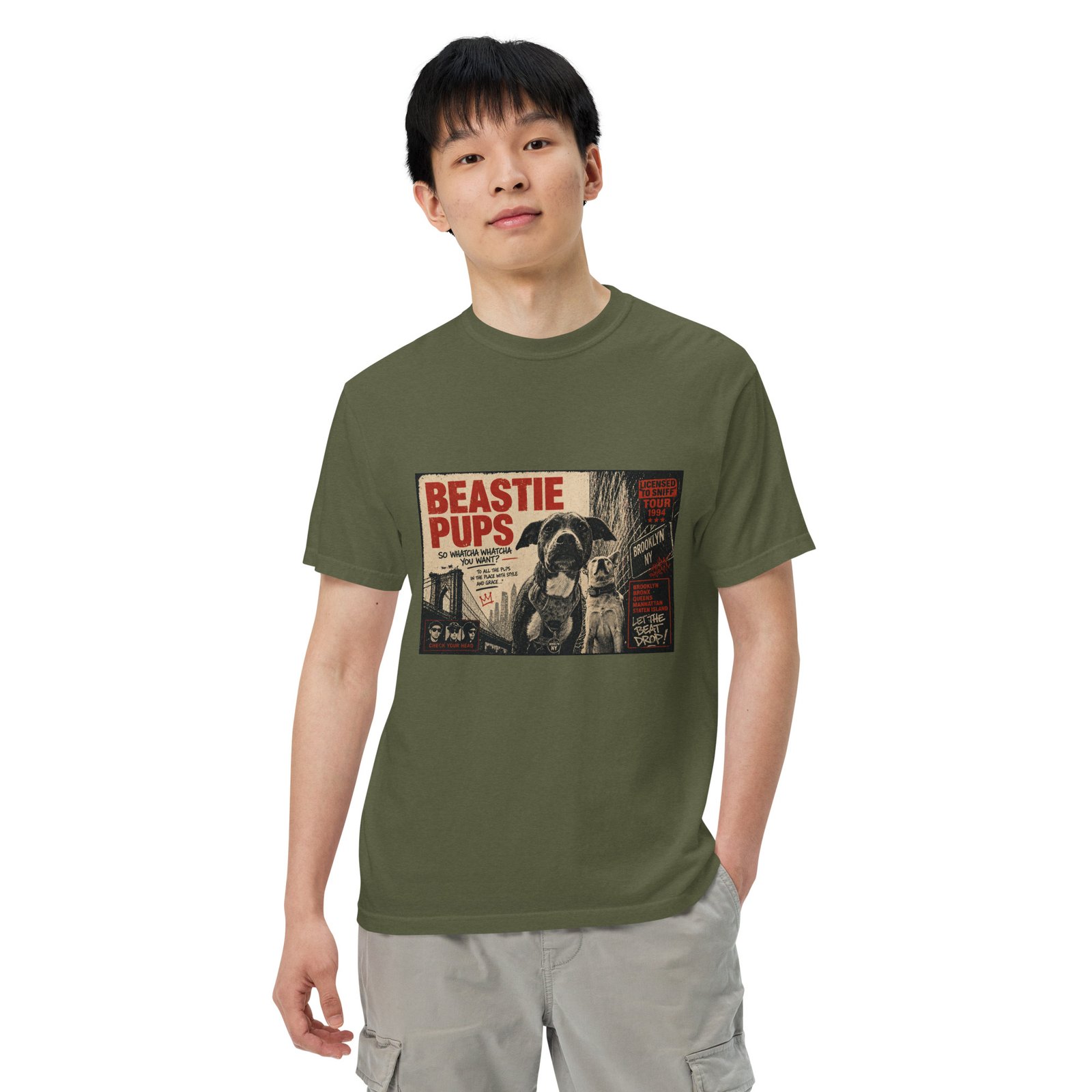 Beastie Pups “Licensed to Sniff” Tour ’94 – Front & Back Organic Oversized High Neck T-Shirt - Image 56