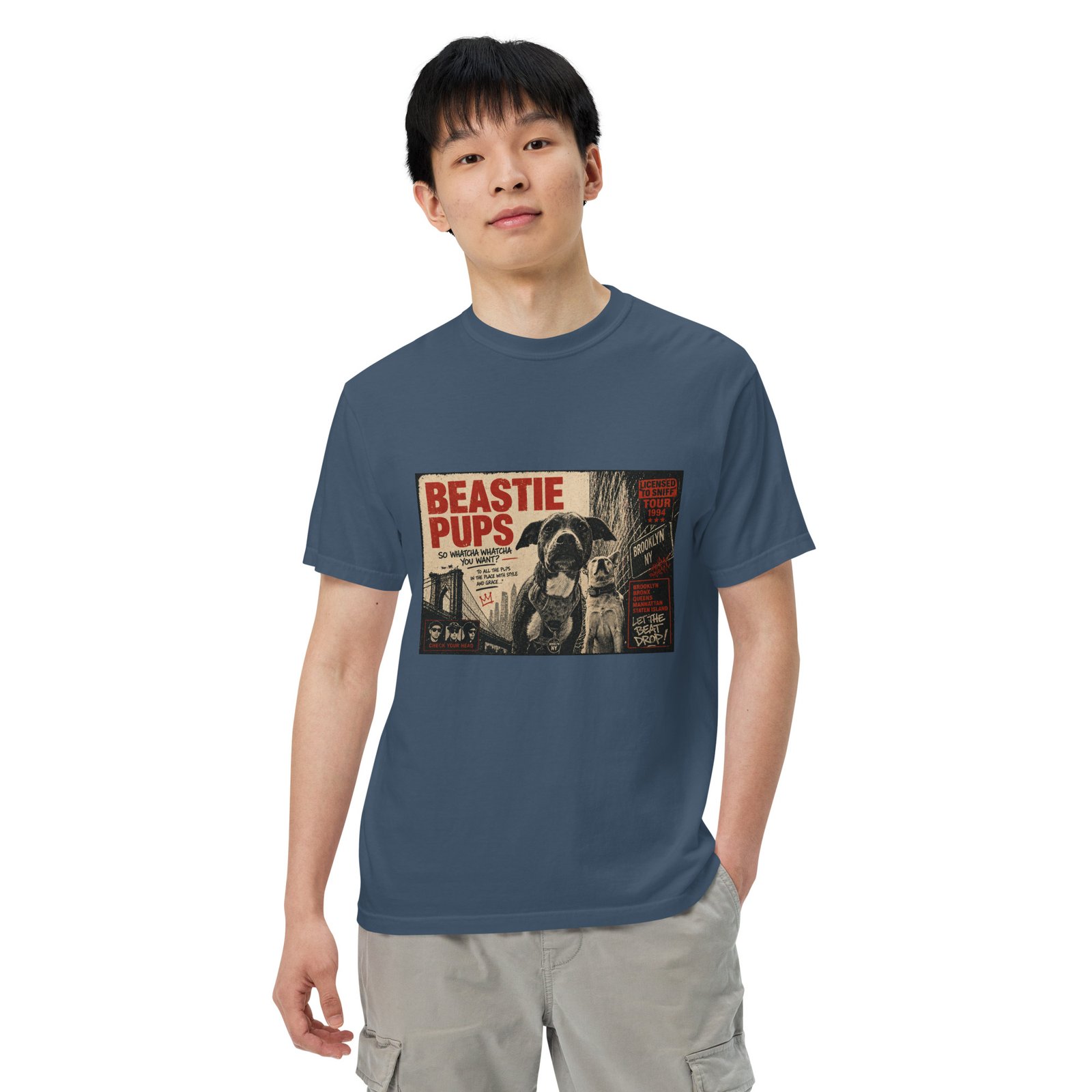 Beastie Pups “Licensed to Sniff” Tour ’94 – Front & Back Organic Oversized High Neck T-Shirt - Image 49