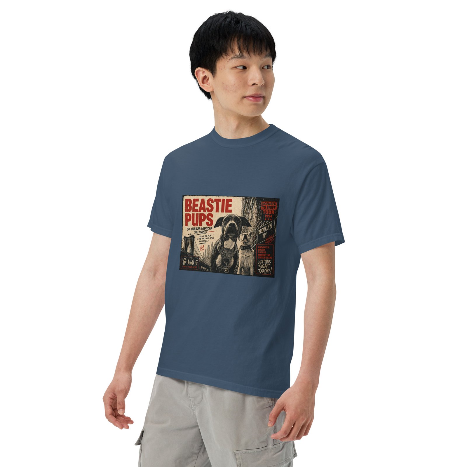 Beastie Pups “Licensed to Sniff” Tour ’94 – Front & Back Organic Oversized High Neck T-Shirt - Image 51