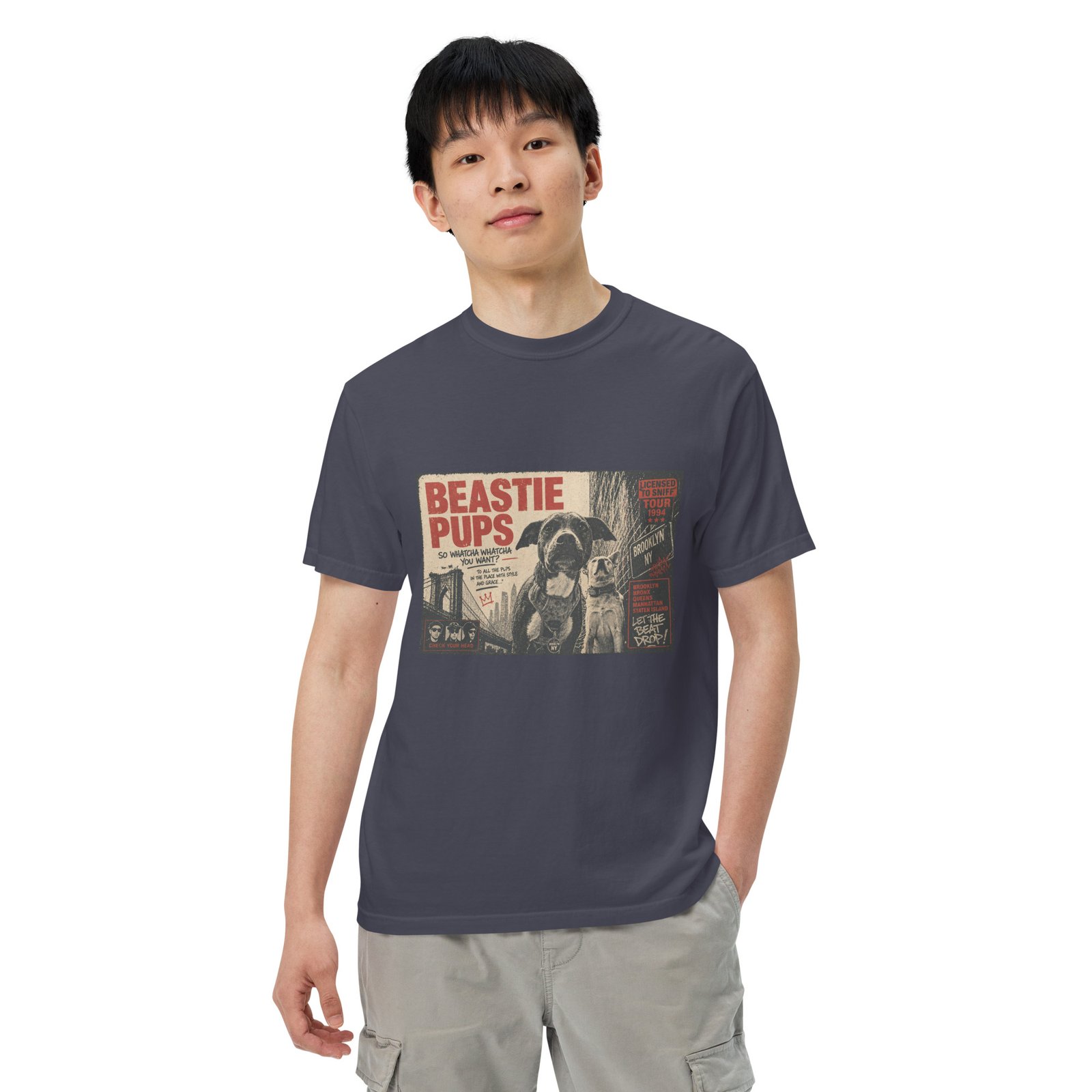 Beastie Pups “Licensed to Sniff” Tour ’94 – Front & Back Organic Oversized High Neck T-Shirt - Image 35