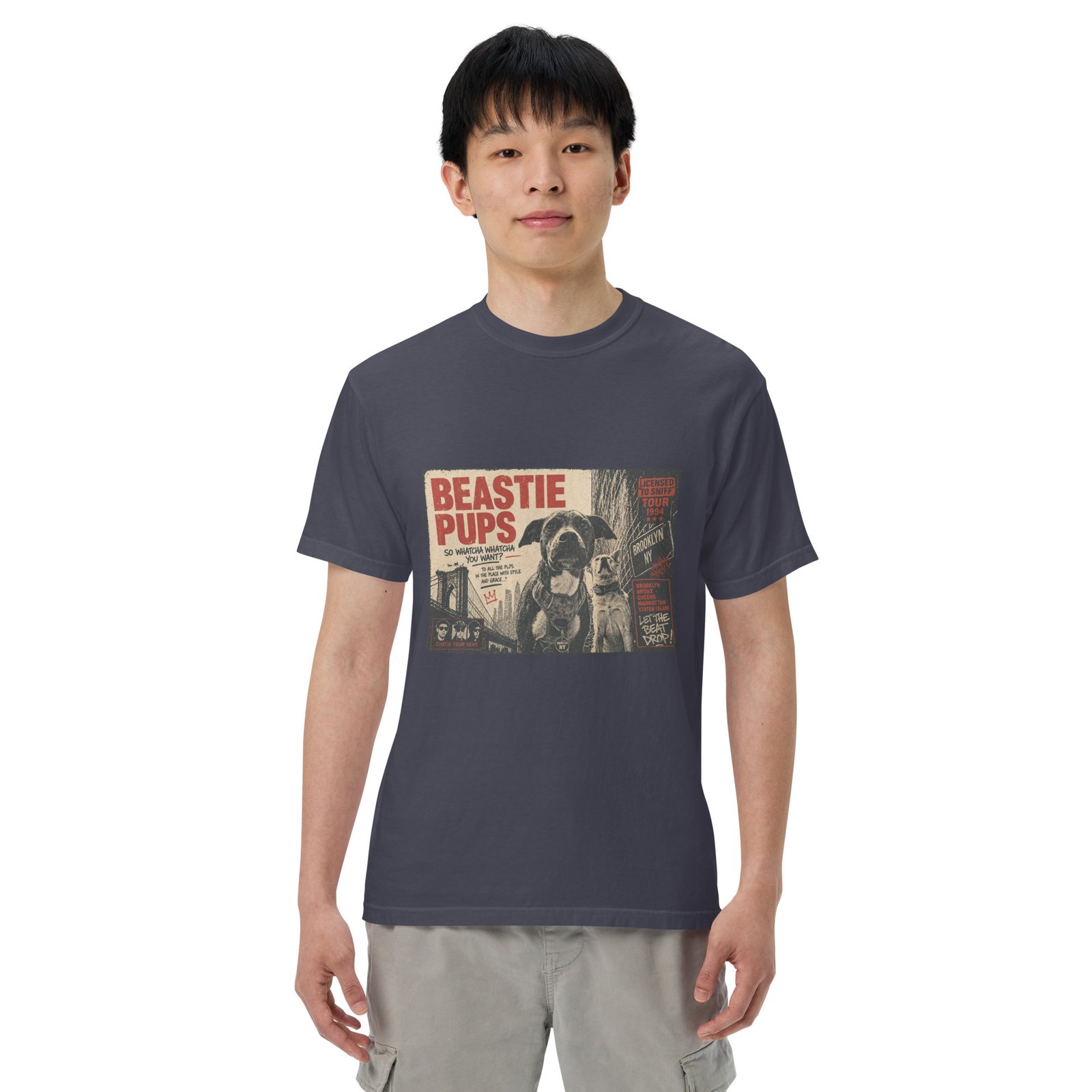 Beastie Pups “Licensed to Sniff” Tour ’94 – Front & Back Organic Oversized High Neck T-Shirt - Image 31