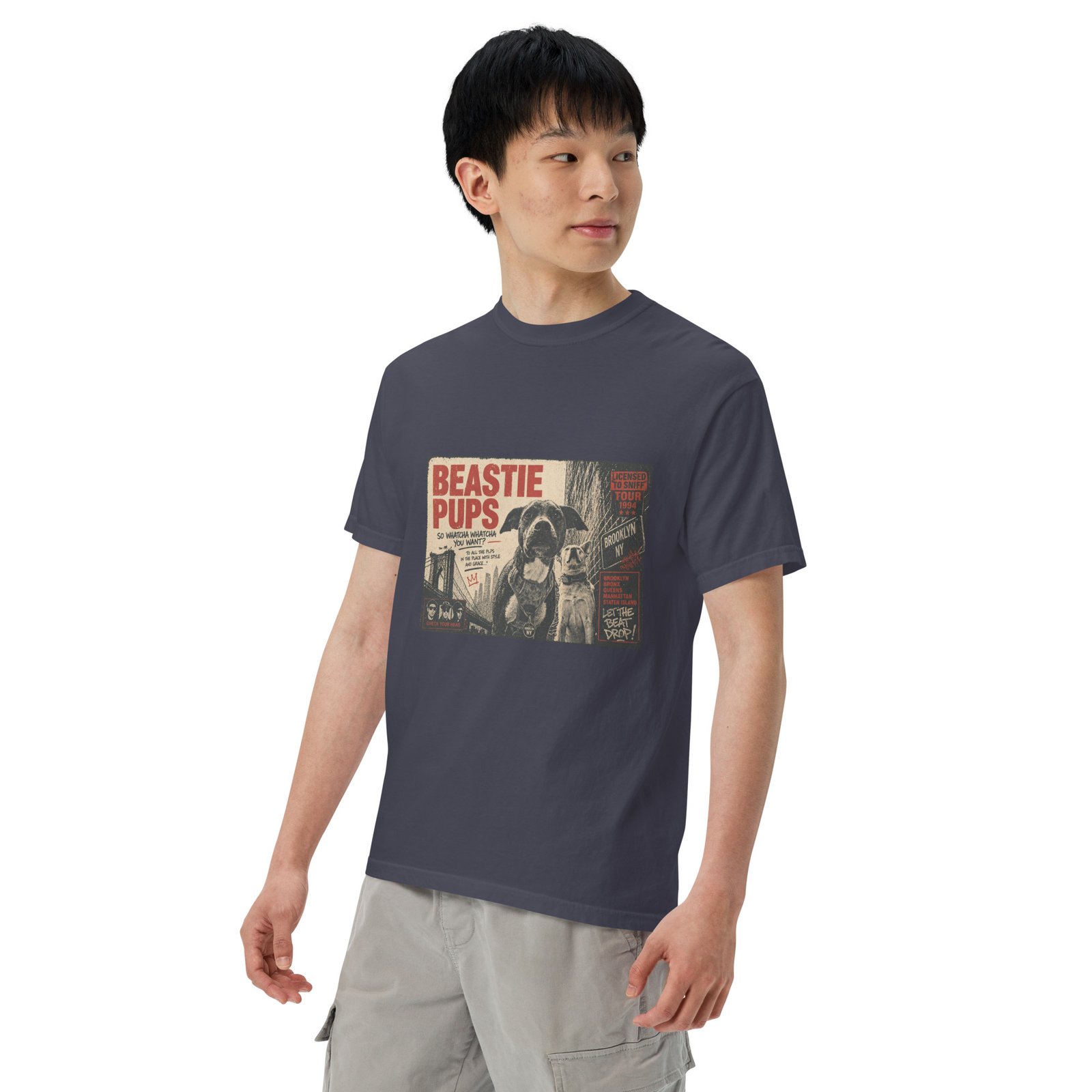 Beastie Pups “Licensed to Sniff” Tour ’94 – Front & Back Organic Oversized High Neck T-Shirt - Image 37
