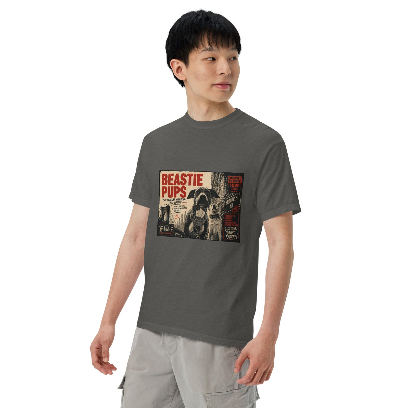 Beastie Pups “Licensed to Sniff” Tour ’94 – Front & Back Organic Oversized High Neck T-Shirt - Image 64