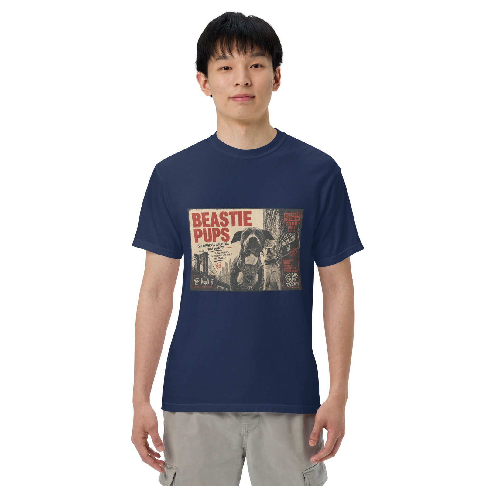 Beastie Pups “Licensed to Sniff” Tour ’94 – Front & Back Organic Oversized High Neck T-Shirt - Image 17