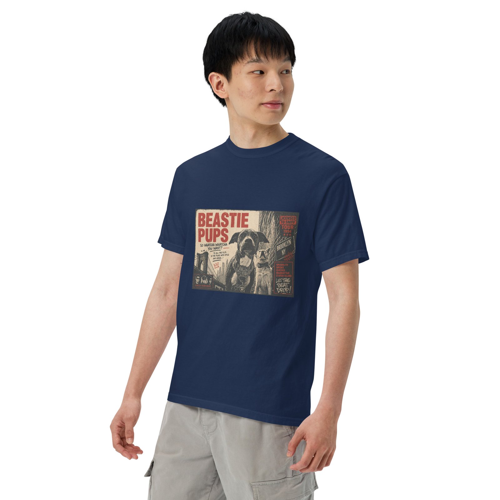 Beastie Pups “Licensed to Sniff” Tour ’94 – Front & Back Organic Oversized High Neck T-Shirt - Image 22