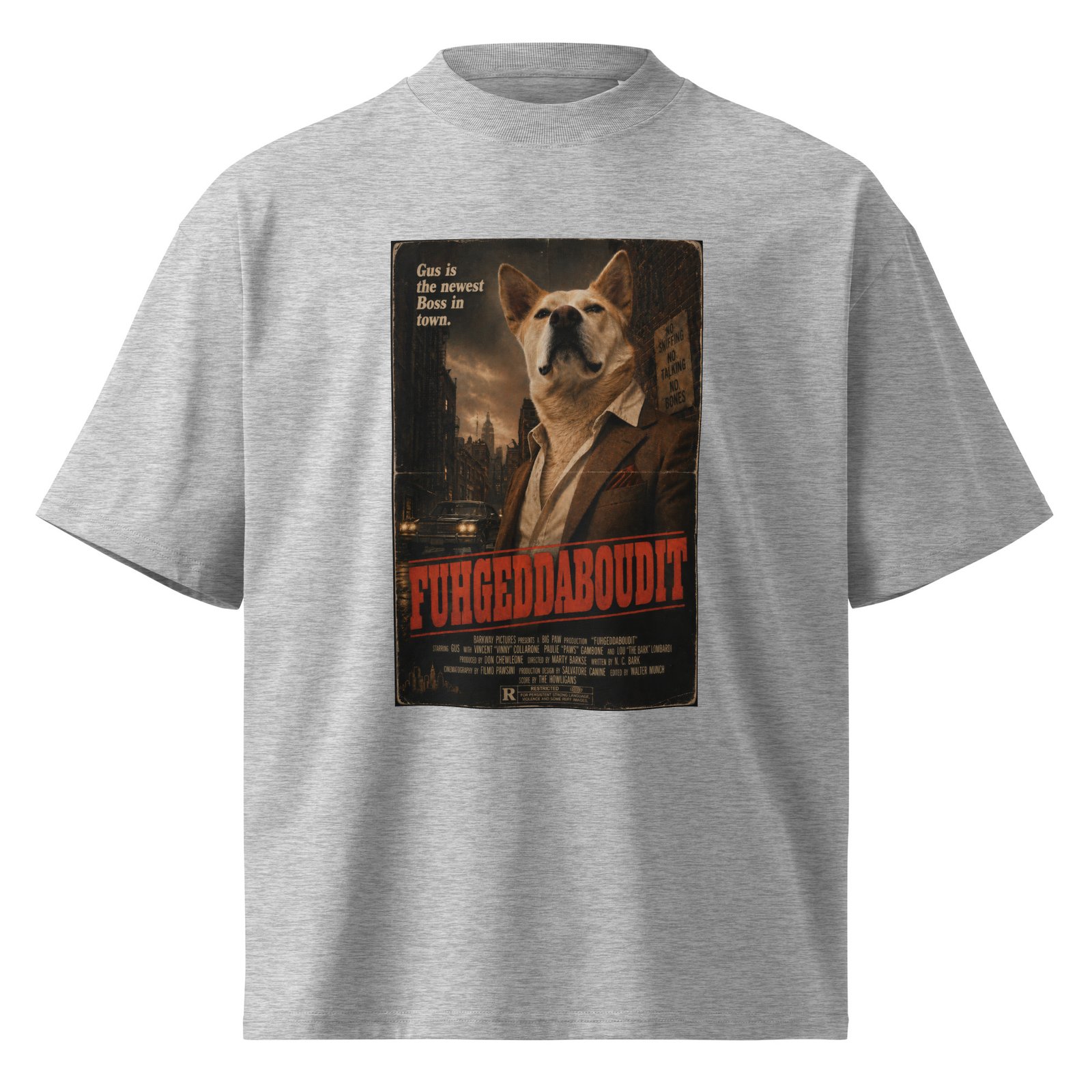 Fuhgeddaboudit – Gus Mob Boss Organic Oversized High Neck T-Shirt - Image 9