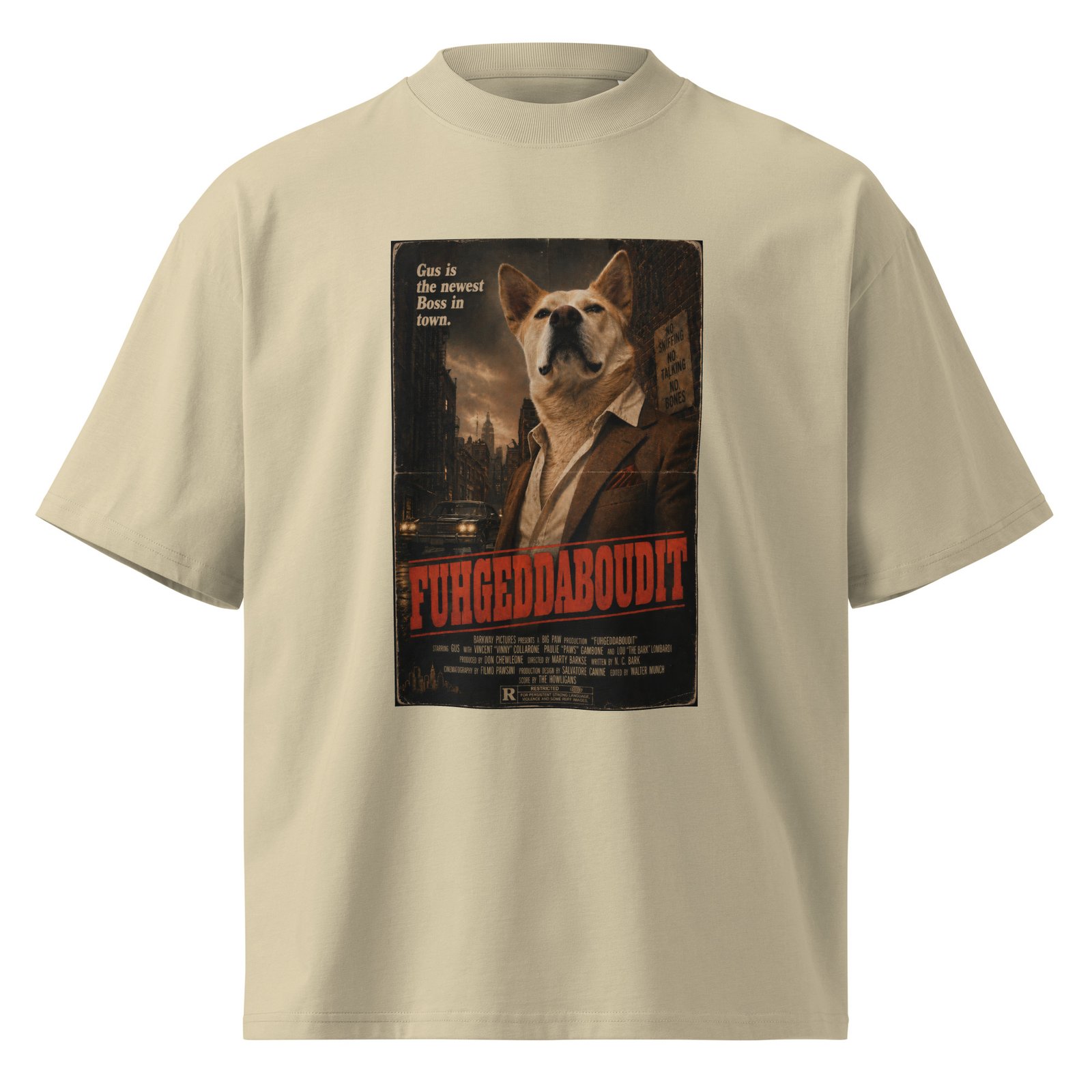 Fuhgeddaboudit – Gus Mob Boss Organic Oversized High Neck T-Shirt - Image 13