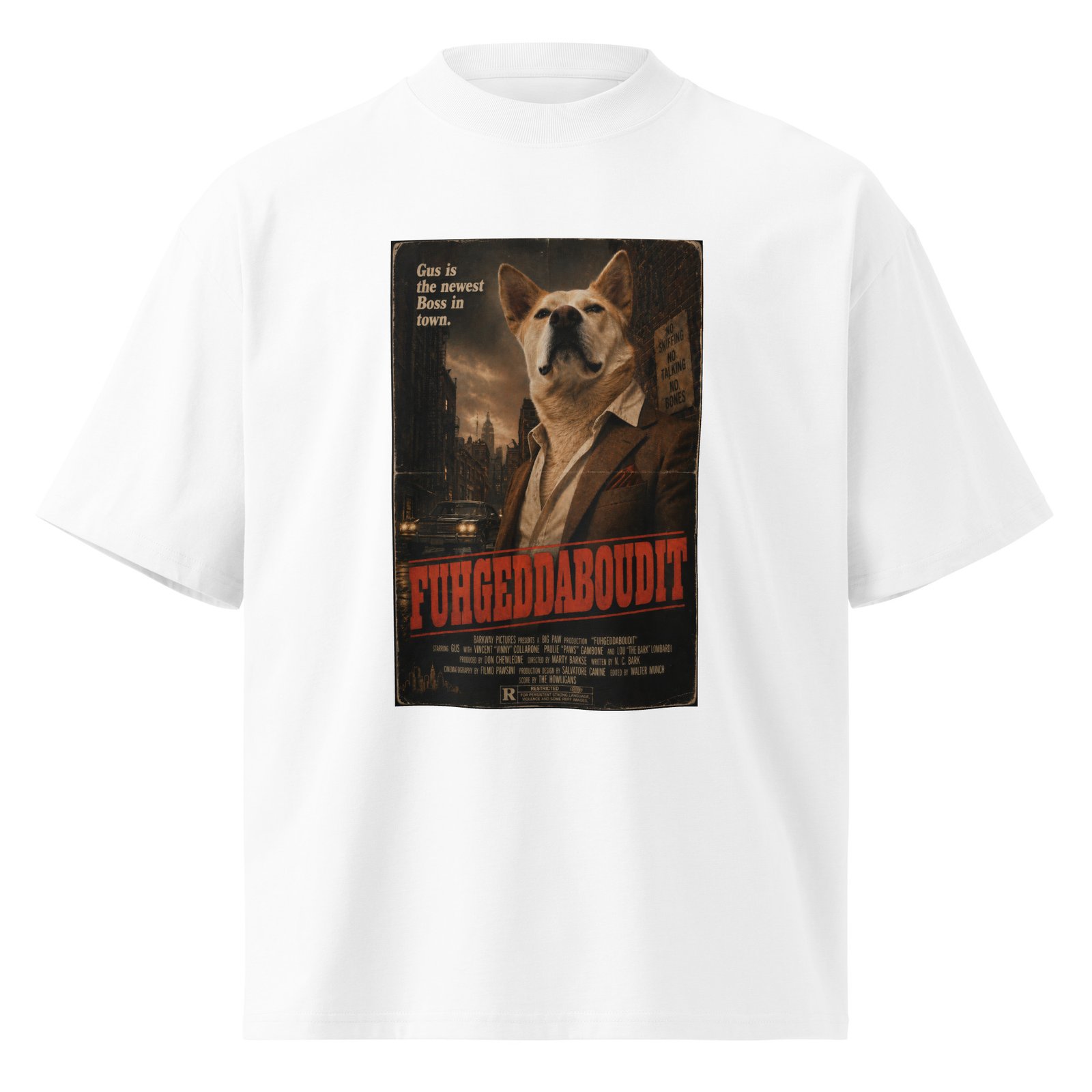 Fuhgeddaboudit – Gus Mob Boss Organic Oversized High Neck T-Shirt - Image 17